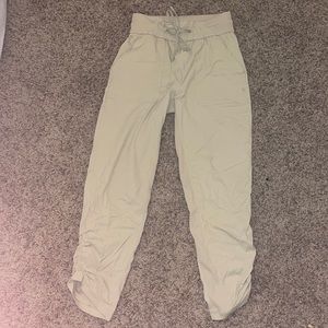 Cream lululemon drawstring ankle joggers